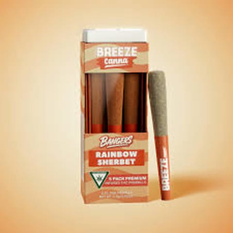 Rainbow Sherbet - Breeze - Bangers - Pre-Roll .7g - x 5pk**