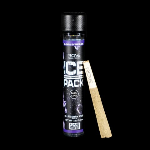 ROVE | Blueberry Kush Ice Pack (Rosin-Hash-Diamonds) | Infused Preroll | 1g
