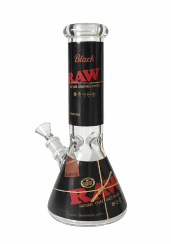 Black Raw Glass Water Bong - 8"