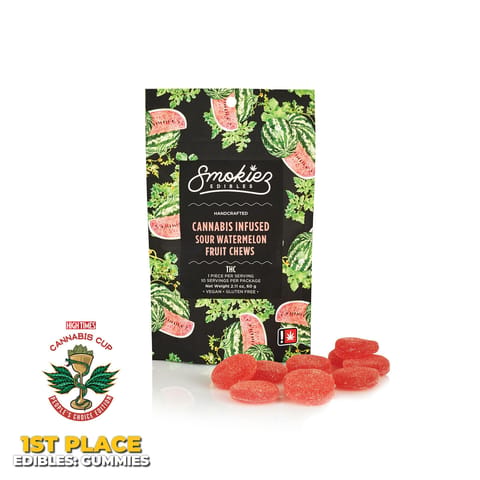 Sour Watermelon 100MG Fruit Chew Gummies (Smokiez)