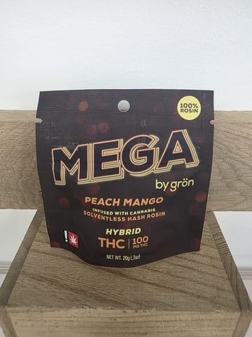 Gron | Mega Pearl | Peach Mango Hash Rosin Gummy | 100mg