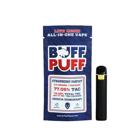 Buff Puff - Strawberry Parfait Indica-Dominant Hybrid Live Resin AIO Vape Pen - 0.5g