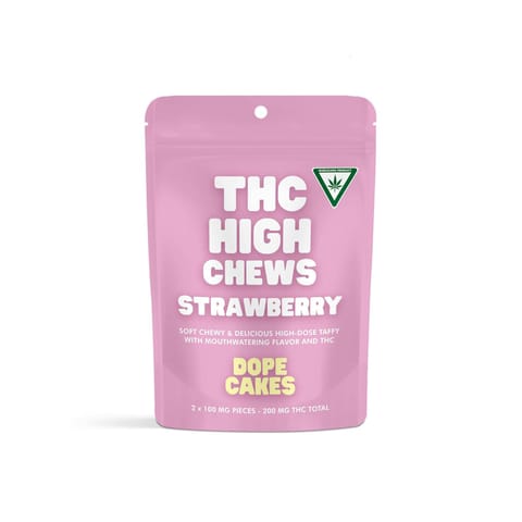Strawberry 200mg High Chews 2 ct. x 100mg | Dope Cakes