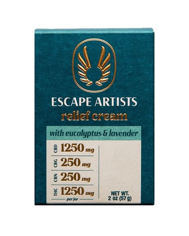 Escape Artists Relief Cream 1:1 THC 1250mg CBD | Eucalyptus with Lavender 5:1:1:5 1250mg Rec