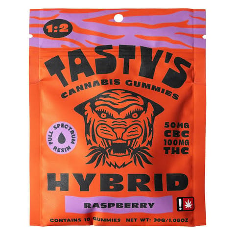 Raspberry 1:2 THC:CBC 10pk Gummies (Tasty's)