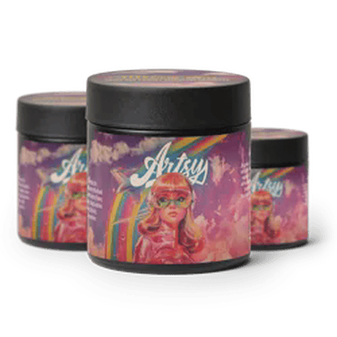 Artsy Cannabis Quarter Jar | Glitter Bomb 7g Rec
