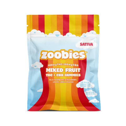Sativa Mixed Fruit 1:1 THC:CBD Gummies (10pk/100mg)