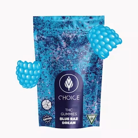 Choice Chews Gummies Blue Raz Dream Sativa 100mg