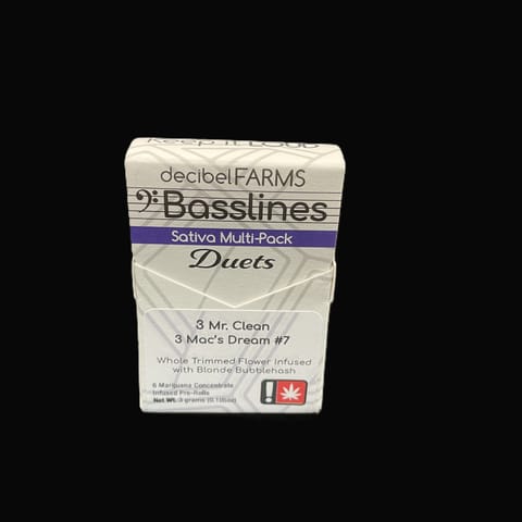 Bassline Duets 6PK Infused Joints Multi-PK SATIVA (Decibel)