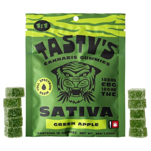 Green Apple 1:1 THC:CBG 10pk Gummies (Tasty's)