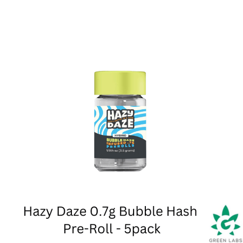 (REC) Hazy Daze .7g Bubble Hash Prerolls - 5pk - Larry Bird Mints (HYBRID)