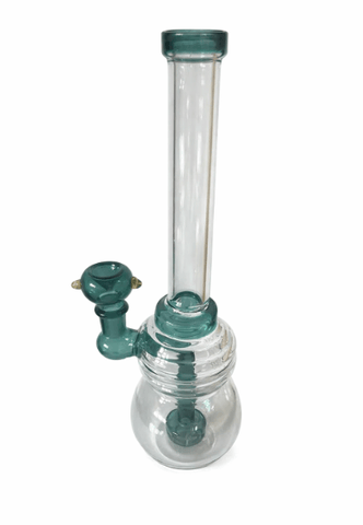 Teal Accent Glass Water Bong - 10"