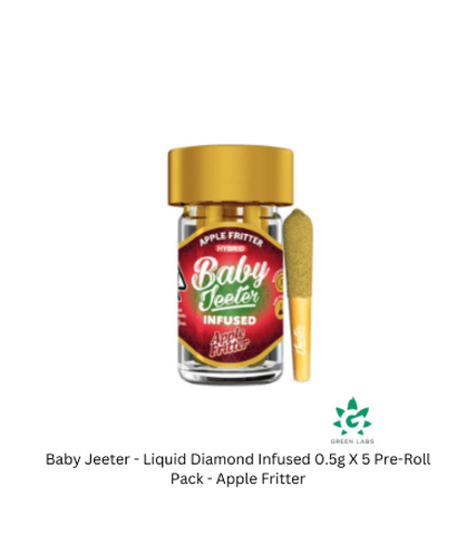 (REC) Baby Jeeter - Rosin Enhanced Diamond Infused 0.5g x 5 Pre-Roll Pack - Apple Fritter - REC - 2.5g