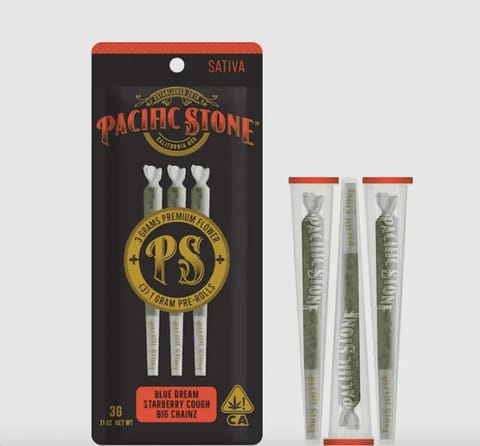 Pacific Stone | Purple Tangie / Strawberry Cough / Blue Dream (S) | 1g x 3 Preroll Joints