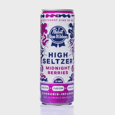 Pabst Blue Ribbon | High Seltzer Midnight Berries (I) | 10mg THC / 3mg CBN / 2mg CBD Infused Seltzer