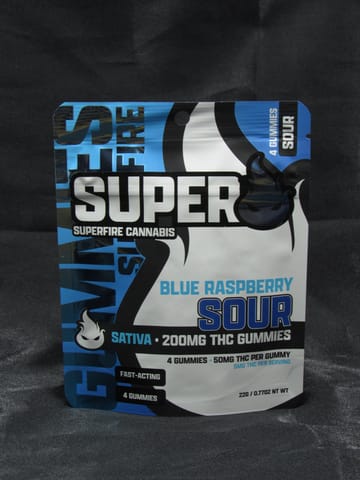 Sour Blue Raspberry 200mg Gummies | SuperFire Cannabis