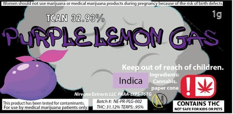 Nirvana | Pre-Roll | 1G - Purple Lemon Gas