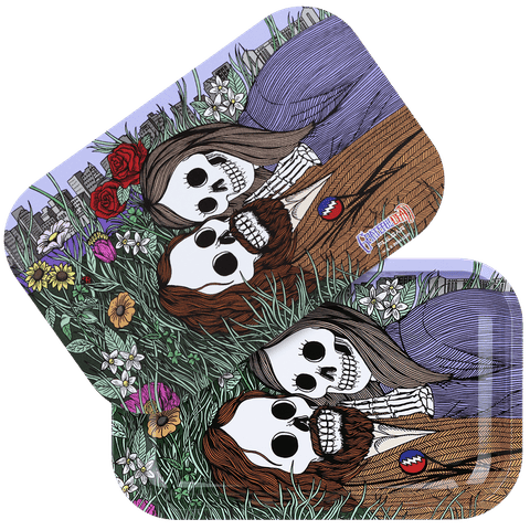 Metal Rolling Tray -Grateful Dead Flower Couple - 11" x 7" (no lid)