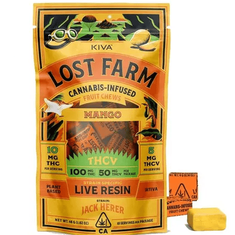 Lost Farm | Live Rosin (Jack Herer) Mango (S) 2:1 | 10mg THC x 5mg THCV x 10 Fruit Chews