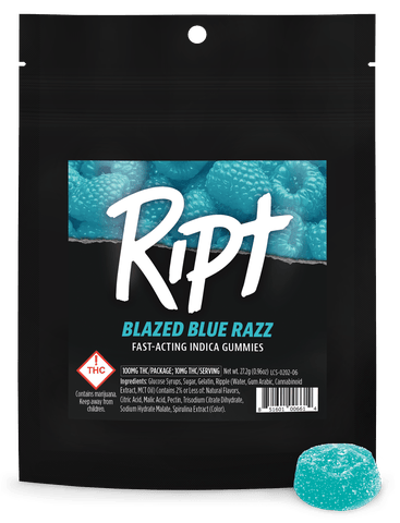Blazed Blue Razz Indica 100mg Gummies