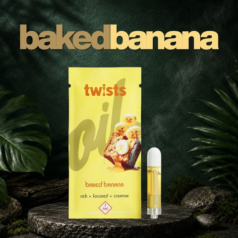 Baked Banana 1g Oil Twists Distillate Vape Cartridge by Oil by Craft | Golden Rookie