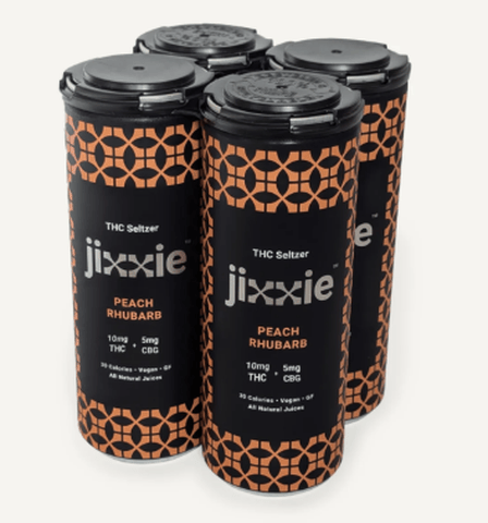 Jixxie - Peach Rhubarb THC:CBG Hemp Seltzer - 12oz - Peach - 10mg - 4 Pack