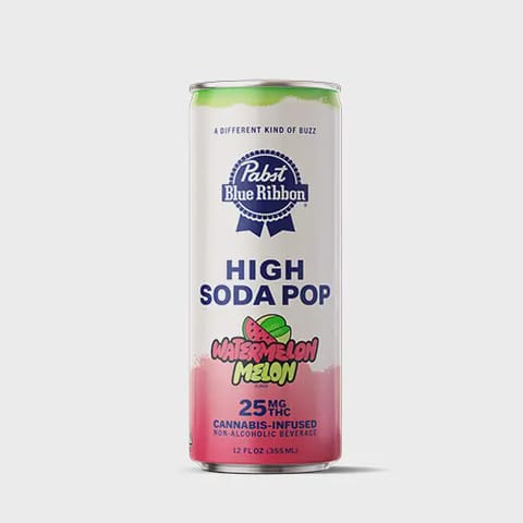 Pabst Blue Ribbon | Watermelon Melon High Soda Pop (H) | 25mg THC Infused Soda