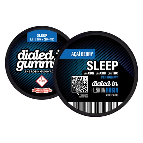 Dialed In Innovation Rosin Gummies 100mg 20pk | Sleep | Acai Berry | 1:1:1 CBN:CBD:THC
