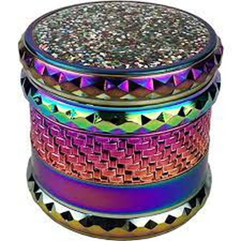 63mm Zinc 4pc Grinder | Iridescent Diamond Glitter Top | Assorted Colors