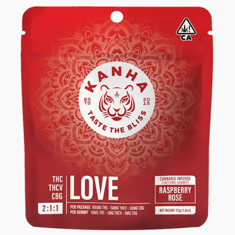 Kanha | Love Raspberry Rose (H) 2:1:1 | 10mg THC / 5mg THCV / 5mg CBG x 10 Gummies
