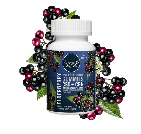 WYLD | REAL FRUIT- HEMP INFUSED GUMMIES | 5:1/CBD:CBN | ELDERBERRY | 250MG TOTAL | 10 PIECES