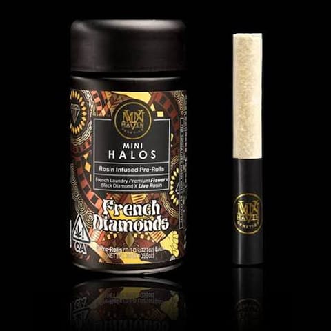 Maven | French Diamonds | Mini Halos | Rosin Infused Preroll | Indica | 3g | 5pk