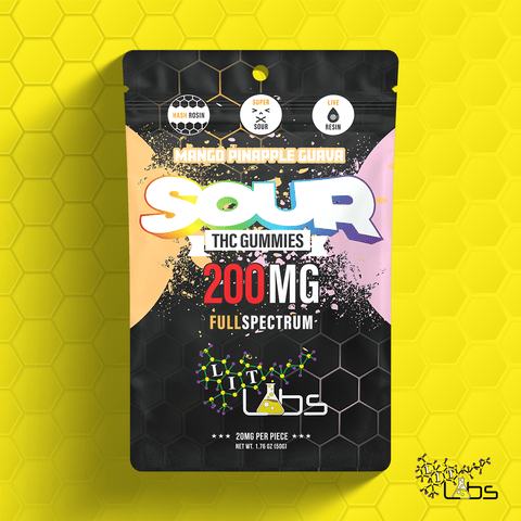 Lit Labs Sour Pineapple Mango Gummies 200mg