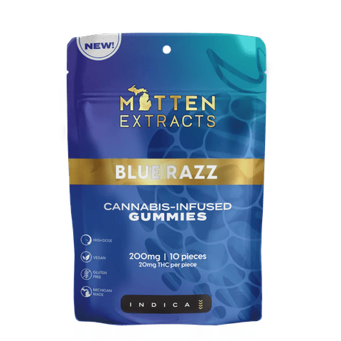 Blue Razz - Mitten Extracts - Gummies - Indica - 200MG**