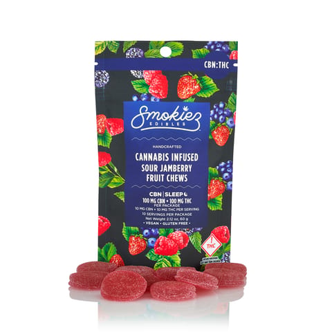 Smokiez Blended Fruit Chews | Sour Jamberry CBN 1:1 100mg Rec