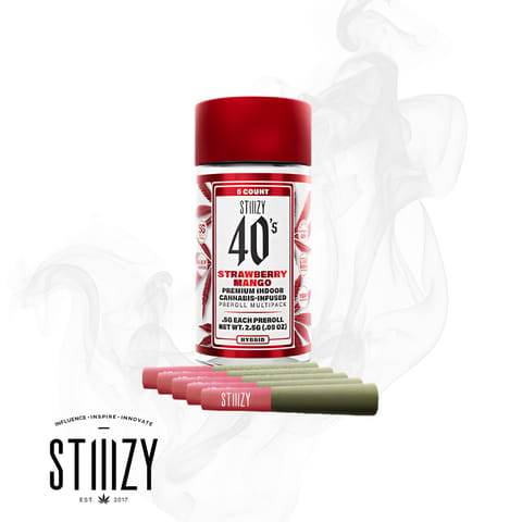 Stiiizy 40's 2.5g - Strawberry Mango 5pk Prerolls - 2.5g