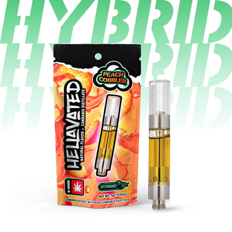 Hellavated | Peach Cobbler | 1G | Flavored Distillate | Cartridge