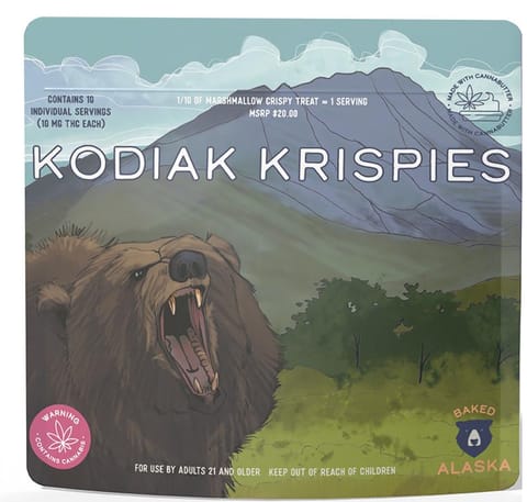 Kodiak Krispies w/Cocoa Krispies GF+VEGAN  (100mg) Indica by Baked Alaska