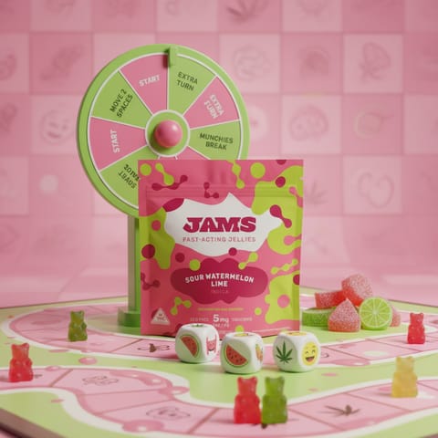 JAMS - Jellies Fast Acting Gummies 20 Pack 100mg - Indica : Sour Watermelon Lime