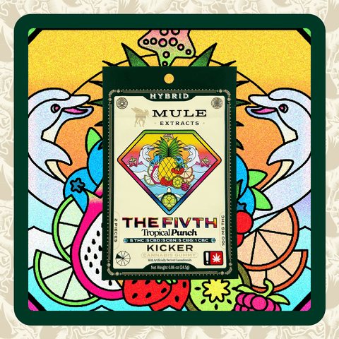 Mule | Tropical Punch Kicker "The Fivth" | 420MG | 5:5:5:5:1 | THC:CBD:CBN:CBG:CBC | 2-piece Gummy
