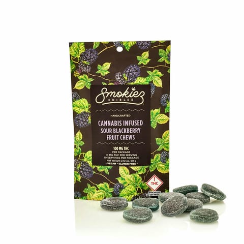 Sour Blackberry Indica Fruit Chews by Smokiez | Golden Rookie