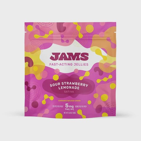 Jams | Fast Acting Gummies | Sour Strawberry Lemonade | Sativa | 20pk