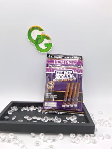 Grape Mini Hemp Rolls with Glass Tips 4 Pack Hemper