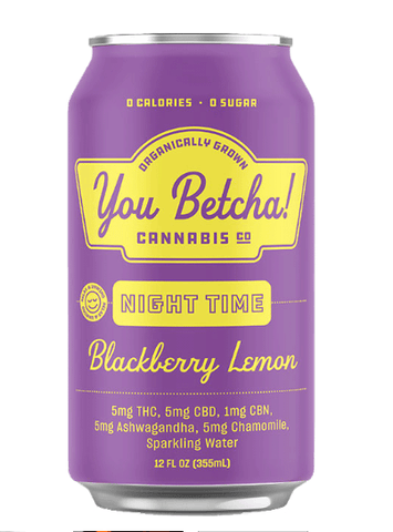 You Betcha - Blackberry Lemon - NIGHT TIME - 5mg THC, 5mg CBD, 1mg CBN, 5mg Ashwagandha, 5mg Chamomile - Blackberry Lemon - Single Can