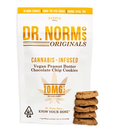 Dr. Norms | Peanut Butter Chocolate Chip Cookies | Sativa | 100mg | 10ct