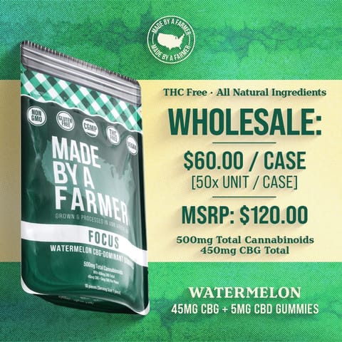Made By A Farmer Focus Watermelon Gummies 8:1 CBD:CBG 45mg