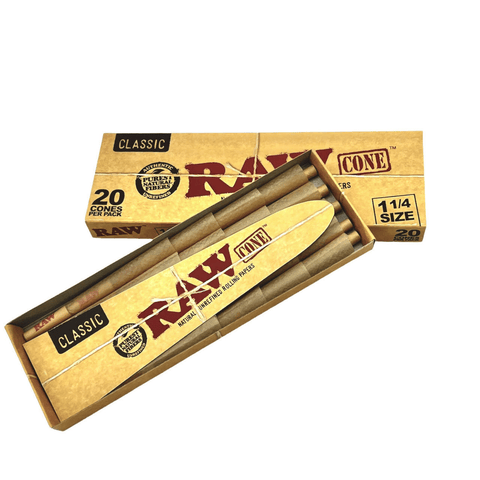 Raw Classic Pre Rolled Cones 1 1/4 size 20 pack