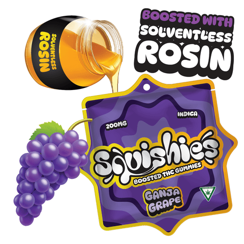 (REC) Solventless Rosin Gummies 200mg - Ganja Grape (Indica)