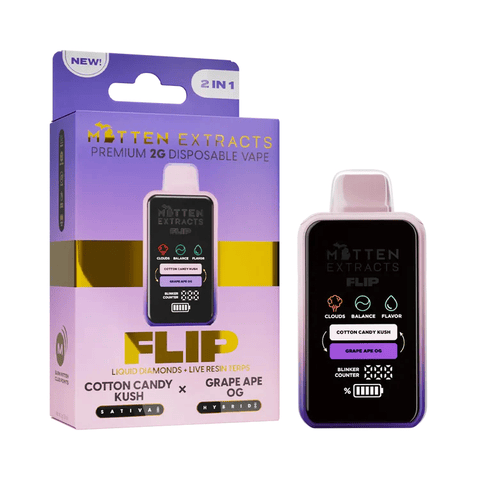 Mitten Extracts | AIO Flip 2-in-1 | Distillate 2g | Cotton Candy Kush/Grape Ape OG