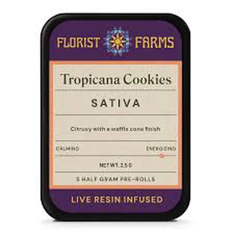 Florist Farms | Infused Live Resin Tropicana Cookies | 1/2 Gram Joints | 5pk